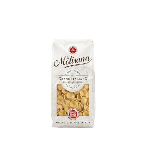 La Molisana, Orecchiette Pugliesi n. 30, Pasta da Solo Grano Italiano - Trafilata al Bronzo, Ruvida e Tenace con Eccellente Tenuta in Cottura - Confezione da 500 g