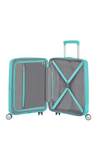 American Tourister Soundbox - Spinner 55/20 Tsa Exp, Valigia Espandibile, S (55 cm - 41 L), Blu (Poolside Blue)