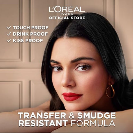 L'Oréal Paris Rossetto Liquido, Colore Intenso, Formula Matte a Lunga Durata, Con Acido Ialuronico, Resistente alle Sbavature, No transfer, Infaillibile Matte Resistance, Tonalità: 420 Le Rouge Paris