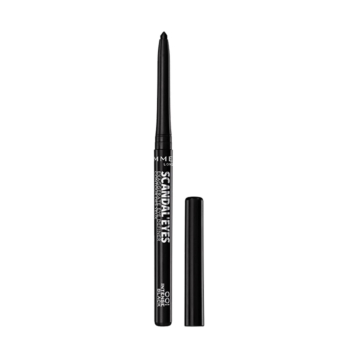 Rimmel London ScandalEyes Exaggerate Eye Definer, Matita Occhi Automatica Waterproof a Lunga Durata dal Colore Intenso e Tratto Ultra Preciso, 001 Intense Black - 0.35g