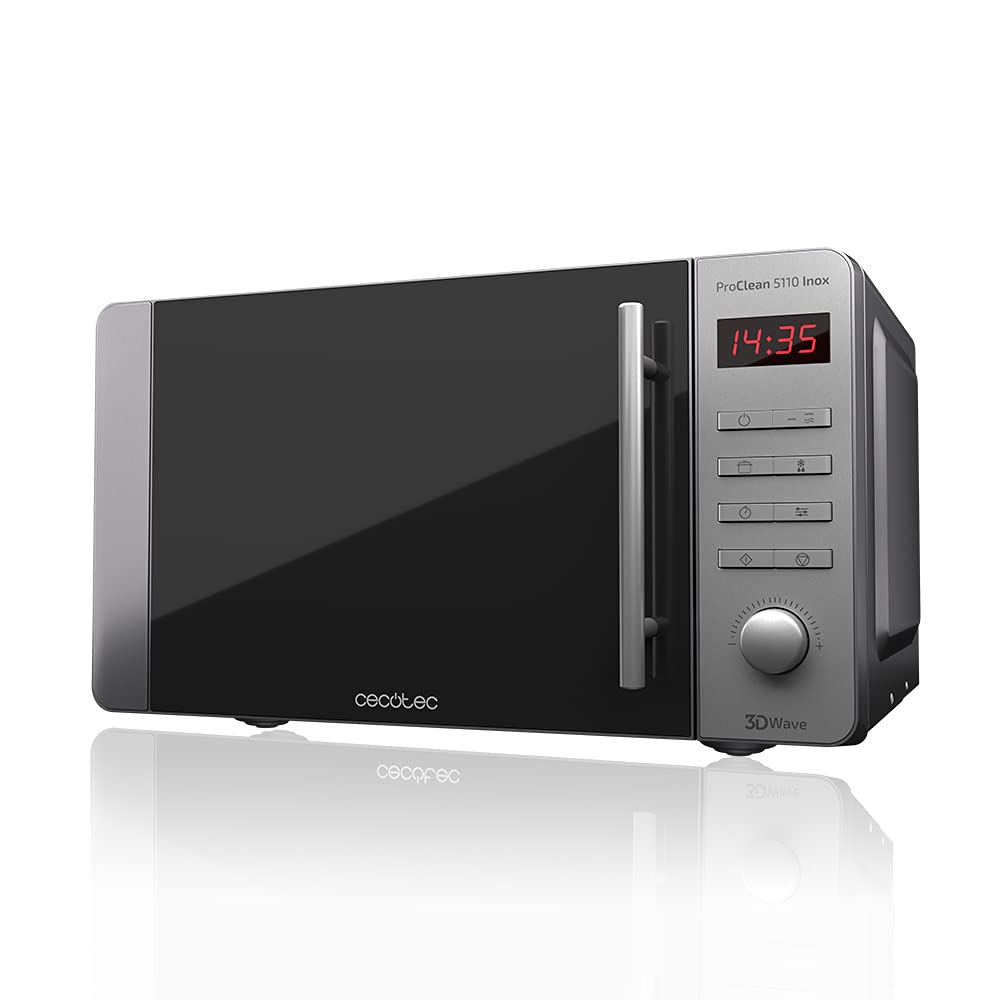 Cecotec Forno a microonde con grill ProClean 5110 Inox 20 L, rivestimento Ready2Clean, potenza 700 W, grill 800 W, 5 livelli operativi, 8 programmi, timer 60 min, display LED