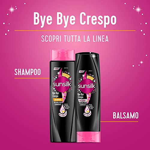 Sunsilk, Shampoo Bye Bye Crespo, Shampoo per Capelli Crespi, Dona Capelli Morbidi, Visibilmente Sani e Luminosi, Formula Active Fusion Arricchita con Olio di Macadamia, Elastina e Biotina, 250 ml