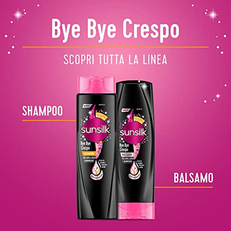 Sunsilk, Shampoo Bye Bye Crespo, Shampoo per Capelli Crespi, Dona Capelli Morbidi, Visibilmente Sani e Luminosi, Formula Active Fusion Arricchita con Olio di Macadamia, Elastina e Biotina, 250 ml