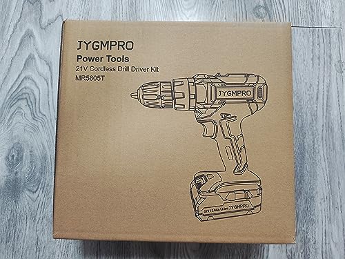 JYGMPRO Trapano Avvitatore Batteria 21V, Avvitatore a Batteria con 2 Batterie da 2.0Ah, 42N.m di Coppia, 2 Velocità, 25+3 Coppia, 14 Accessori, Luce a LED, Per il fai da te, in Casa e Giardino