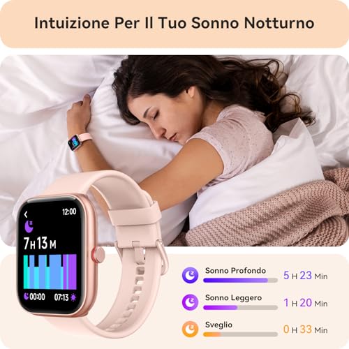 Orologio Smartwatch Donna- 1.91" Smartwatch con Chiamata Bluetooth Alexa, 24H Sonno Cardiofrequenzimetro Spo2, 120 Modalità Sport, Impermeabile IP68 Sportivo Digitale Contapassi Donna per Android iOS