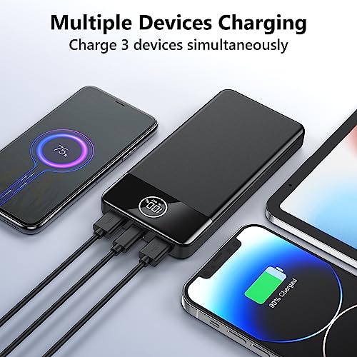 Aizmu Power Bank, 26800mAh Power Bank 22,5W con uscita USB-C/USB-A, batterie esterne per telefoni cellulari QC 4.0, compatibile con iPhone, Samsung Galaxy, iPad e altro (Nero)