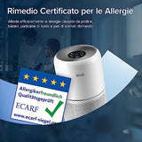 LEVOIT Smart Purificatore d'Aria per Allergie e PM2.5, Filtro HEPA, Guarda Qualità dell'Aria, Contro 99,97% dei Acari Polveri Pollini Odori Muffe, CADR 240m³/h, 50m², 22dB Modalità di Sonno&Auto