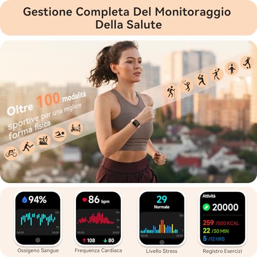 Orologio Smartwatch Donna- 1.91" Smartwatch con Chiamata Bluetooth Alexa, 24H Sonno Cardiofrequenzimetro Spo2, 120 Modalità Sport, Impermeabile IP68 Sportivo Digitale Contapassi Donna per Android iOS