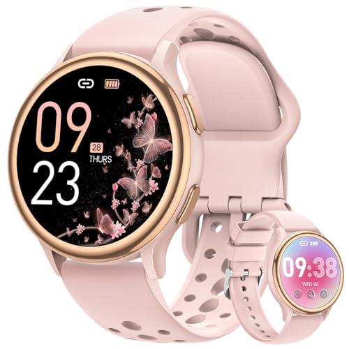 Sanorum Smartwatch Donna, Smart Watch con Chiamate Bluetooth 5.3, Fisiologia Femminile Sonno Cardiofrequenzimetro SpO2 70+ Sportive, Indice UV Fitness Orologio IP68 Notifiche WhatsApp iOS Android Rosa