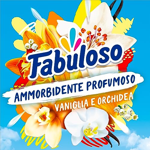 Fabuloso Ammorbidente Concentrato Profumato Vaniglia & Orchidea 4x1,25L | Fragranza che Dura per Settimane* | Fragranza Attivata dal Movimento | Rende i Capi Più Facili da Stirare** | 224 Lavaggi