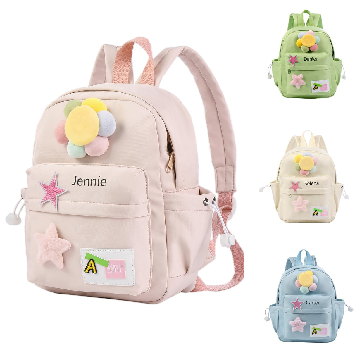 Glimmerday Zaini per Bambini Personalizzati, Zaino Scolastico Simpatico Cartone Animato per Ragazze con Nome Cucito, Zainetto Asilo Bambina, Regali di Ritorno a Scuola per Bambini