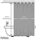 Tende Doccia Anti-Muffa Tessuto in Poliestere, Grigio scuro Tende Doccia Impermeabile &Lavabile,Tenda Vasca da Bagno con 12 Ganci Tenda doccia-180x200cm.