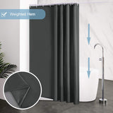 Tende Doccia Anti-Muffa Tessuto in Poliestere, Grigio scuro Tende Doccia Impermeabile &Lavabile,Tenda Vasca da Bagno con 12 Ganci Tenda doccia-180x200cm.