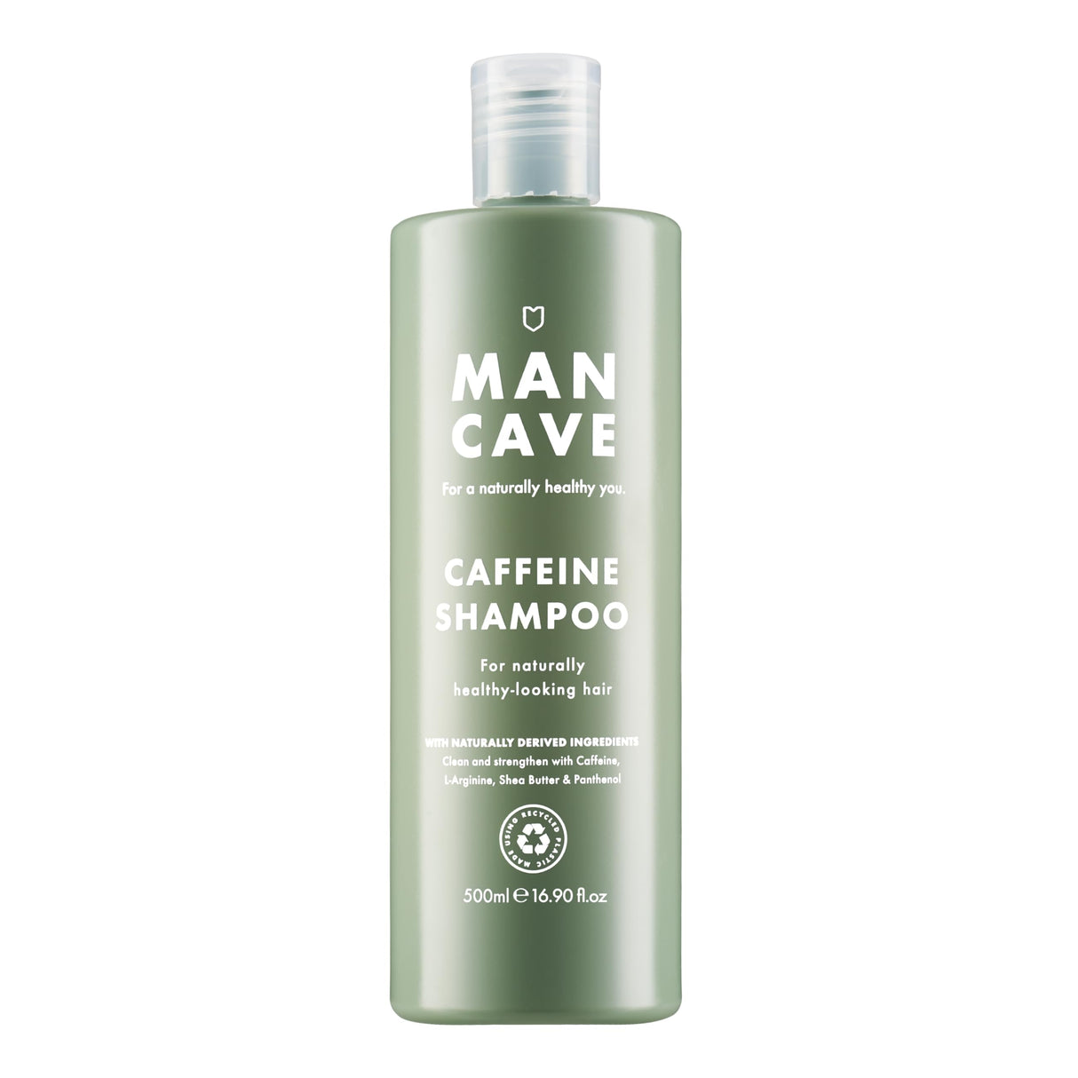 ManCave Shampoo Naturale Uomo alla Caffeina 500ml, Shampoo Professionale Capelli con Caffeina, Pantenolo e Vitamina E, Shampoo Senza Solfati, Vegan Friendly, Prodotto in Inghilterra