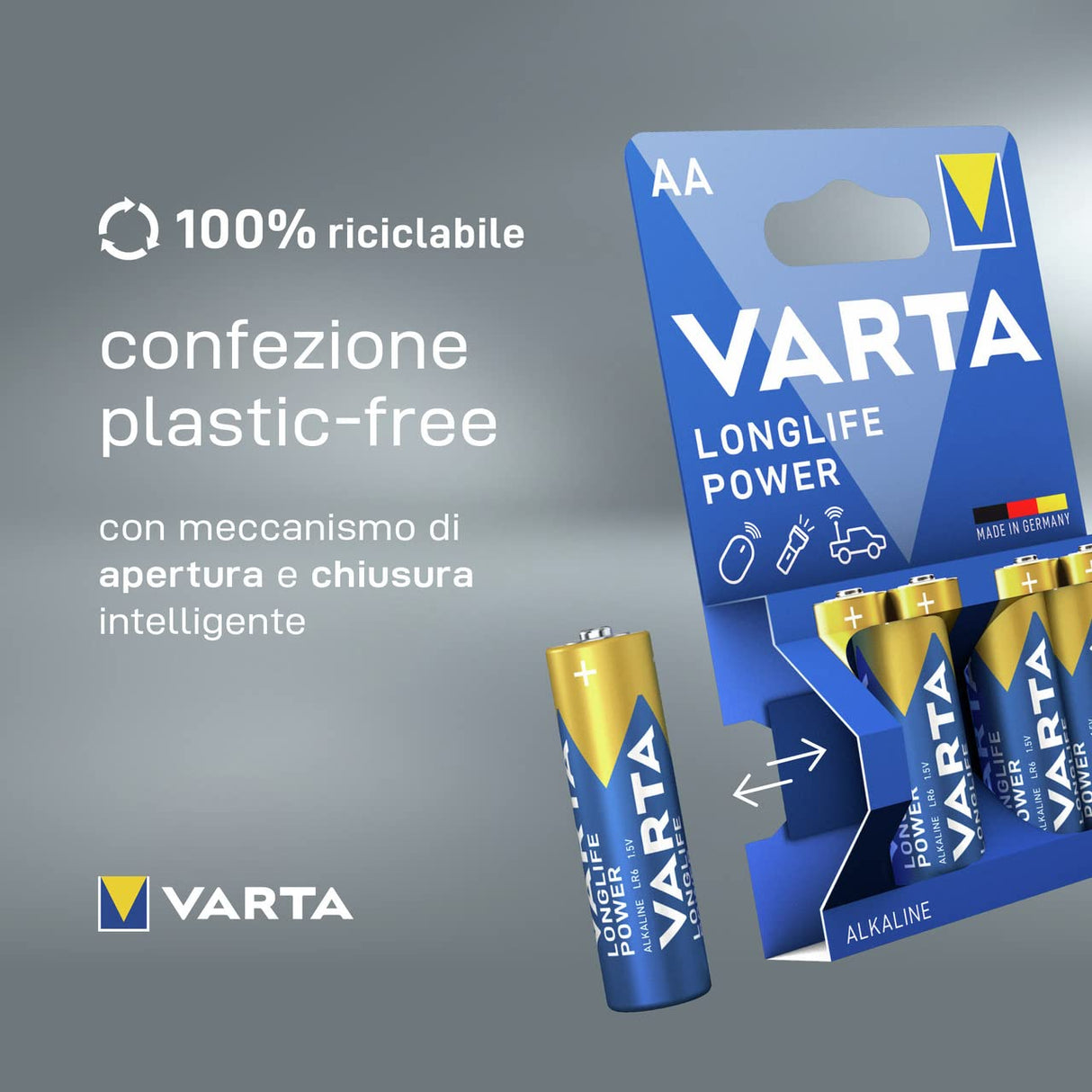 Varta - Batteria alcalina - AA x 8+4 Free - Longlife Power (LR6) [la confezione può variare]