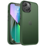 Kmofizle Cover per iPhone 13 / iPhone 14 e 2 Pellicole in Vetro Temperato, Custodia Protezione Anticaduta Antiurto di Grado Militare Traslucida Opaca Posteriore Sottile Protettiva Case, Verde