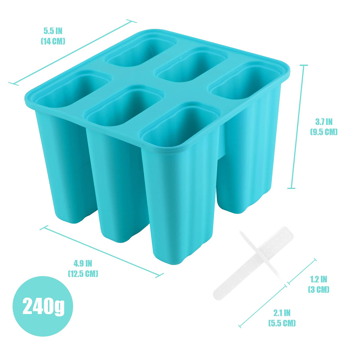 DEHUB Stampi per Ghiaccioli in Silicone 6 Fori Stampi Ghiaccioli Certificato FDA BPA Gratuiti Uso Alimentare Stampi Gelato(Blu, 1 piezas)