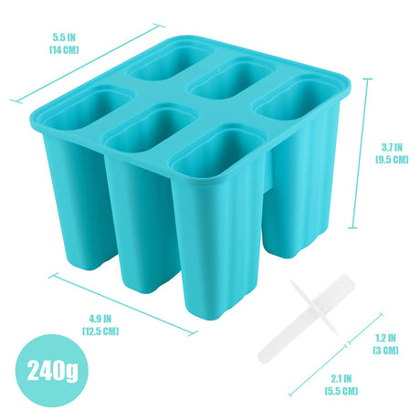 DEHUB Stampi per Ghiaccioli in Silicone 6 Fori Stampi Ghiaccioli Certificato FDA BPA Gratuiti Uso Alimentare Stampi Gelato(Blu, 1 piezas)