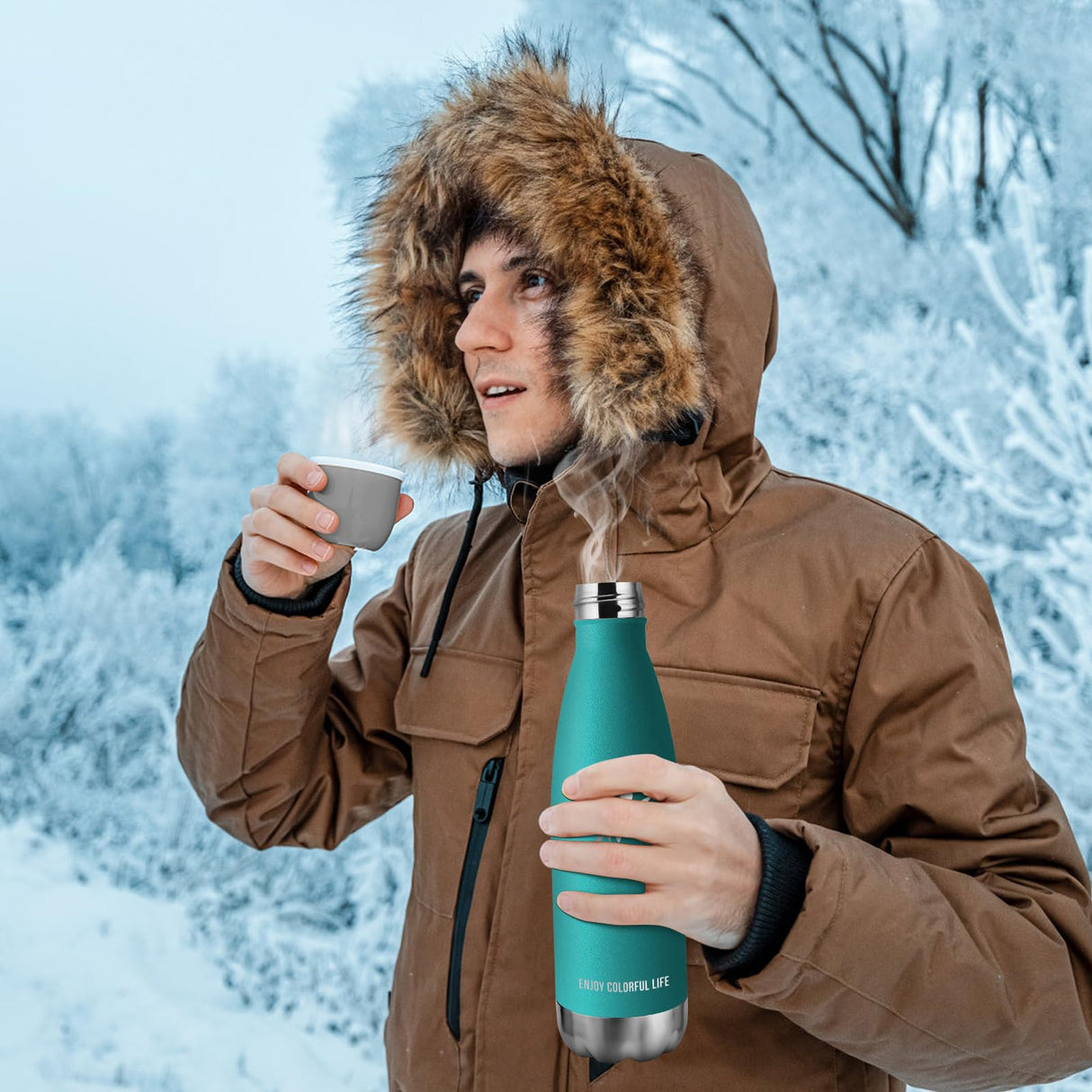 KollyKolla Borraccia Termica, 500ml, Bottiglia Acqua in Acciaio Inox, Borracce Termiche Sottovuoto a Doppia Parete, Termos senza Perdite, Bottiglia Termica, Sportiva, Scuola, Palestra, Viaggi, Ufficio