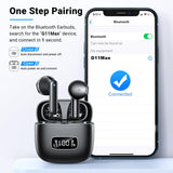 Cuffie Bluetooth, Auricolari Bluetooth 5.3 con 4 Mic Cuffie Wireless Bluetooth Mini Stereo HiFi ENC Cancellazione Rumore IP6 Impermeabili Cuffie Senza Fili LED 42 Ore LED Display per Android iOS Nero