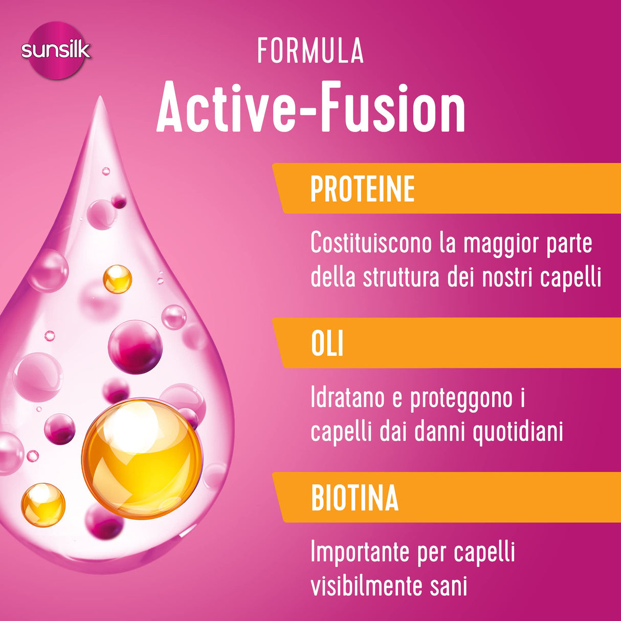 Sunsilk, Shampoo Bye Bye Crespo, Shampoo per Capelli Crespi, Dona Capelli Morbidi, Visibilmente Sani e Luminosi, Formula Active Fusion Arricchita con Olio di Macadamia, Elastina e Biotina, 250 ml