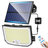 Luce Solare Led Esterno con Sensore di Movimento, [238LED/ 3Modes/Telecomando]Faretto Led da Esterno Solare, IP65 Faro Led Esterno con Pannello Solare, Faretti Solari a Led da Esterno Garage Giardino