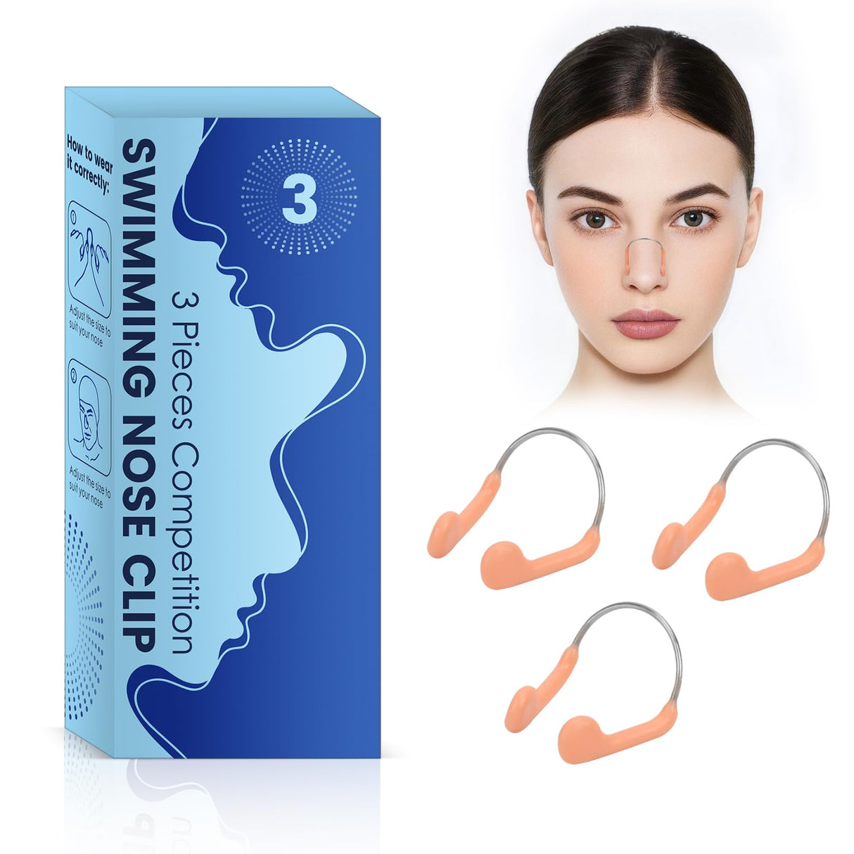 YGNNXRN 3 Pezzi Tappi per Naso Nuoto in Silicone Competition Nose Clip Impermeabile Comodo Tappanaso per Piscina Tappanaso Unisex Adulto