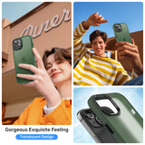 Kmofizle Cover per iPhone 13 / iPhone 14 e 2 Pellicole in Vetro Temperato, Custodia Protezione Anticaduta Antiurto di Grado Militare Traslucida Opaca Posteriore Sottile Protettiva Case, Verde