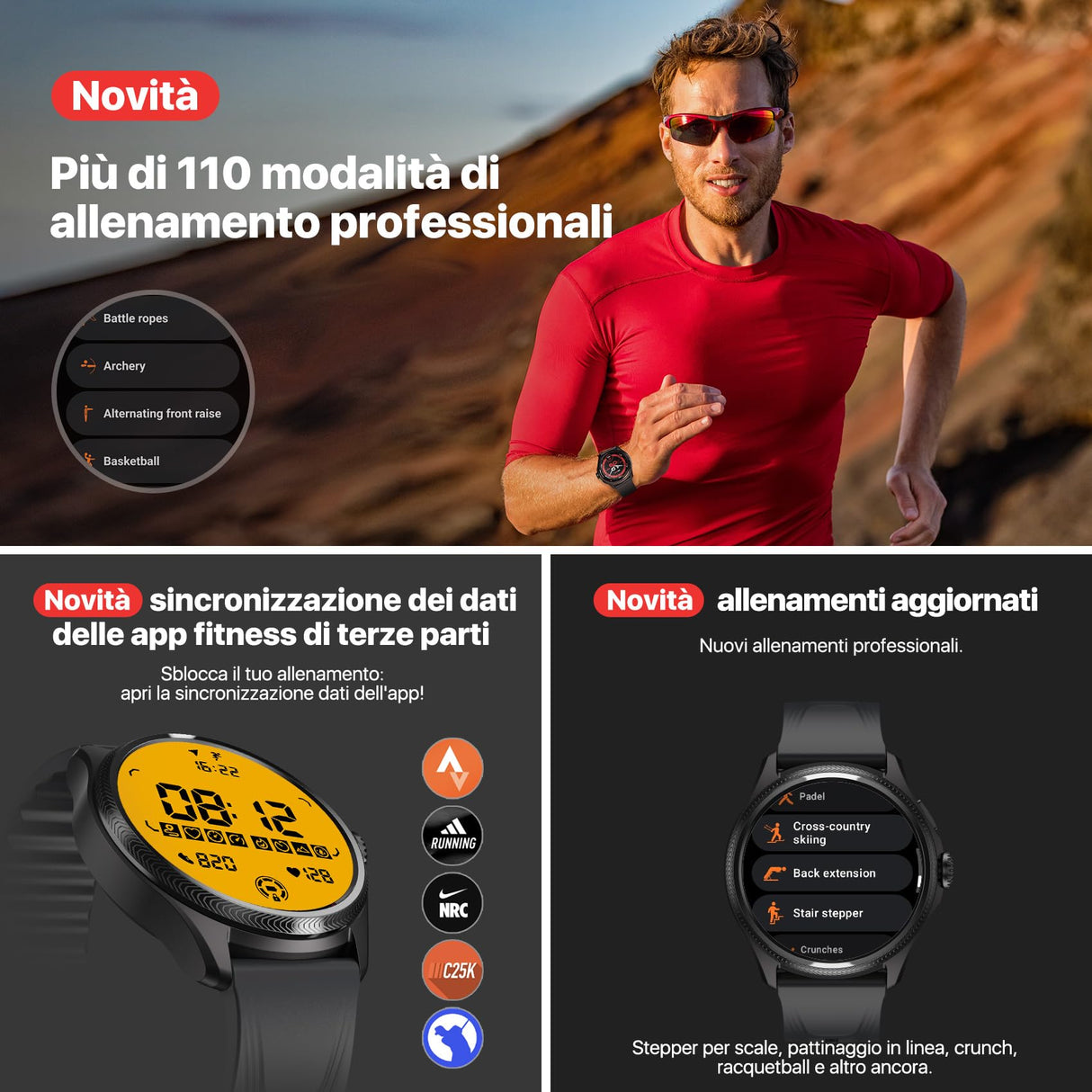 TicWatch Pro 5 Enduro Smartwatch da uomo 1,43" Android Wear OS Smart Watch 90 ore di batteria 110+ modalità di allenamento 7/24 frequenza cardiaca Salute 5ATM GPS Bussola Non compatibile con iPhone