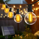 btfarm 23M Catena Luminosa Esterno Solare, 30+3 LED G40 Filo Lampadine Luci Solari Esterno 4 Modalità, IP65 Impermeabile Lucine Esterni Energia Solare USB Ricaricabile per Giardino, Terrazzo, Balcone