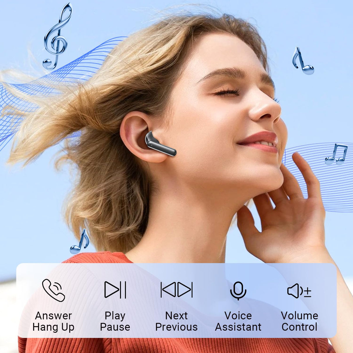 Cuffie Bluetooth, Auricolari Bluetooth 5.3 con 4 Mic Cuffie Wireless Bluetooth Mini Stereo HiFi ENC Cancellazione Rumore IP6 Impermeabili Cuffie Senza Fili LED 42 Ore LED Display per Android iOS Nero