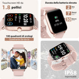 Smartwatch Donna Uomo Rispondi/Effettua Chiamate, 1.8" Orologio Alexa Integrata, SpO2/Frequenza Cardiaca/Sonno/Stress, 100 Modalità Sport, Contacalorie/Passi/Distanza, IP68 Smart Watch per Android/iOS