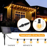 btfarm 23M Catena Luminosa Esterno Solare, 30+3 LED G40 Filo Lampadine Luci Solari Esterno 4 Modalità, IP65 Impermeabile Lucine Esterni Energia Solare USB Ricaricabile per Giardino, Terrazzo, Balcone