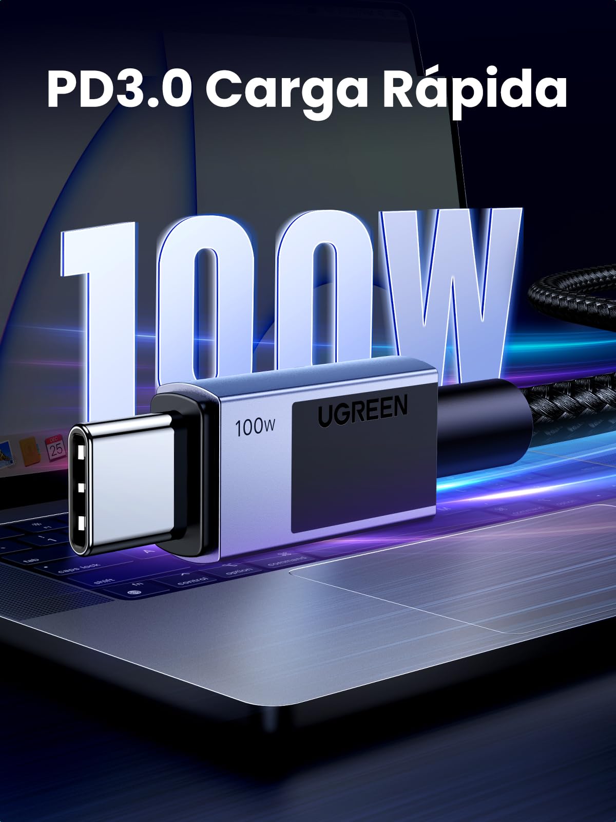 UGREEN 100W Cavo USB C USB C PD 3.0, Cavo USB C Ricarica Rapida 20V 5A, Compatibile con MacBook iPad Pro Air, ASUS, Acer, HP, iPhone 15 Plus Pro Max, Galaxy S24 Ultra, Pixel 8. 2M