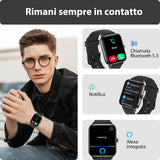 Smartwatch Uomo Donna Rispondi/Effettua Chiamate, 1.8" Orologio Alexa Integrata, SpO2/Frequenza Cardiaca/Sonno/Stress, 100 Modalità Sport, Contacalorie/Passi/Distanza, IP68 Smart Watch per Android/iOS