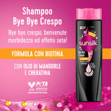 Sunsilk, Shampoo Bye Bye Crespo, Shampoo per Capelli Crespi, Dona Capelli Morbidi, Visibilmente Sani e Luminosi, Formula Active Fusion Arricchita con Olio di Macadamia, Elastina e Biotina, 250 ml