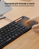 ProtoArc Tastiera Bluetooth Pieghevole, XK01 TP Tastiera Wireless Layout Italiana con Touchpad, Tastiera iPad Portatile Viaggio per iPhone, Android, PC Telefono Tablet Windows - Nero