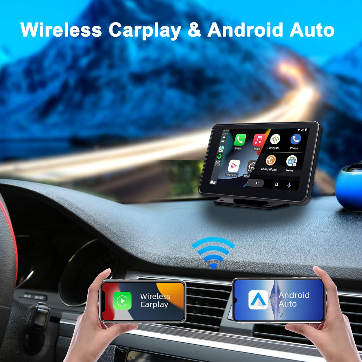 plimpton Autoradio Carplay Wireless Andriod Auto, Schermo per Auto con 7 Pollici Touchscreen Monitor, Stereo Auto con BT/FM/AUX, Mirror Link, GPS, Assistente Vocale, L1