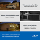 Tapo C510W Telecamera WiFi Esterno QHD 2K, 360° Visuale, Visione Notturna a Colori, Telecamera IP di Sorveglianza, Sensore di Movimento, Impermeabile IP65, Audio Bidirezionale, Alexa