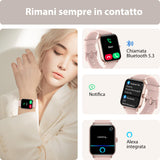 Smartwatch Donna Uomo Rispondi/Effettua Chiamate, 1.8" Orologio Alexa Integrata, SpO2/Frequenza Cardiaca/Sonno/Stress, 100 Modalità Sport, Contacalorie/Passi/Distanza, IP68 Smart Watch per Android/iOS