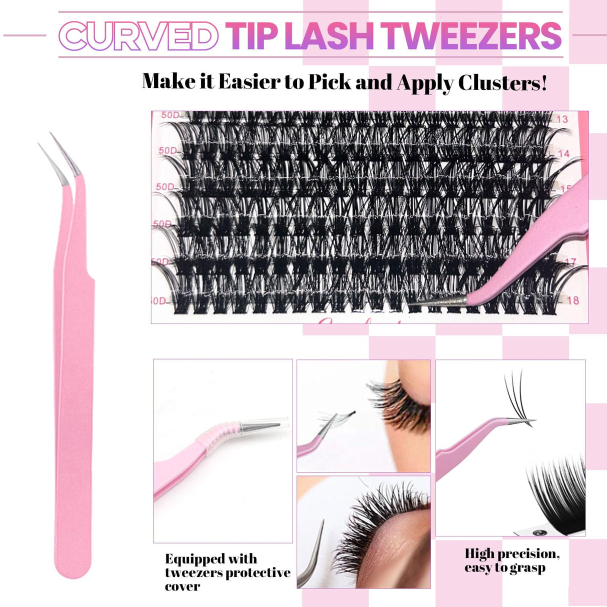 Qiveaory Kit di Estensione Delle Ciglia fai da 720pcs DIY Individual Lashes Clusters D Curl Kit con Lash Bond and Seal,Remover Extension Ciglia,Pinzette per Ciglia Pennello(10-18mm,30D+40D+50D+60D)