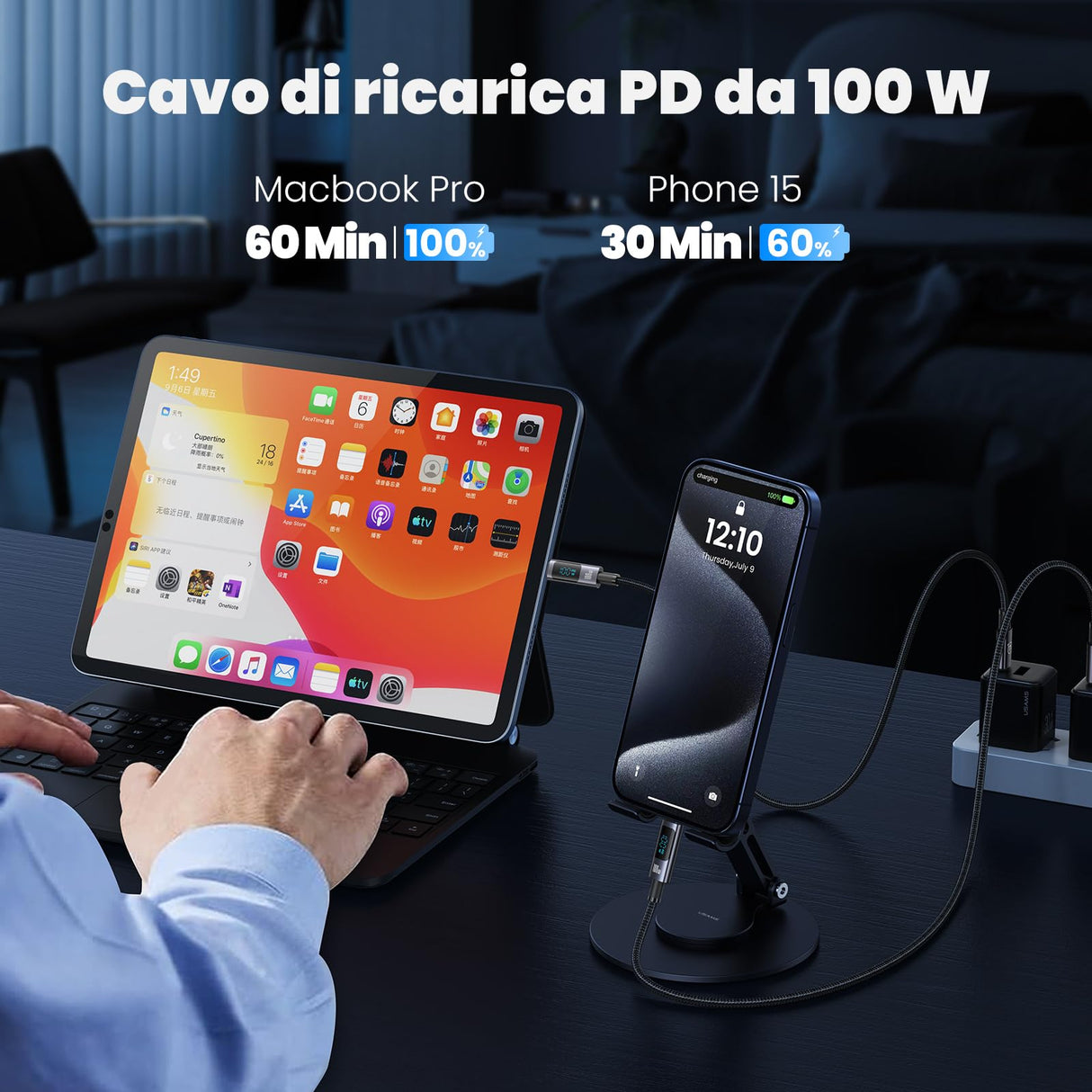 enablink Cavo di ricarica USB C, 100 W, E-Marker USB C a USB C, compatibile con Phone 15/15 Plus/15 Pro/15 Pro Max, MacBook Pro 2022, Pad Pro 2022, Galaxy S24/S23 Ultra, Pixel, 1.2M