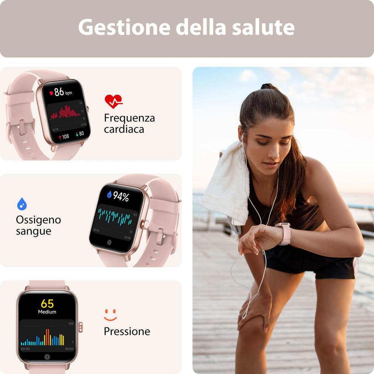 Smartwatch Donna Uomo Rispondi/Effettua Chiamate, 1.8" Orologio Alexa Integrata, SpO2/Frequenza Cardiaca/Sonno/Stress, 100 Modalità Sport, Contacalorie/Passi/Distanza, IP68 Smart Watch per Android/iOS