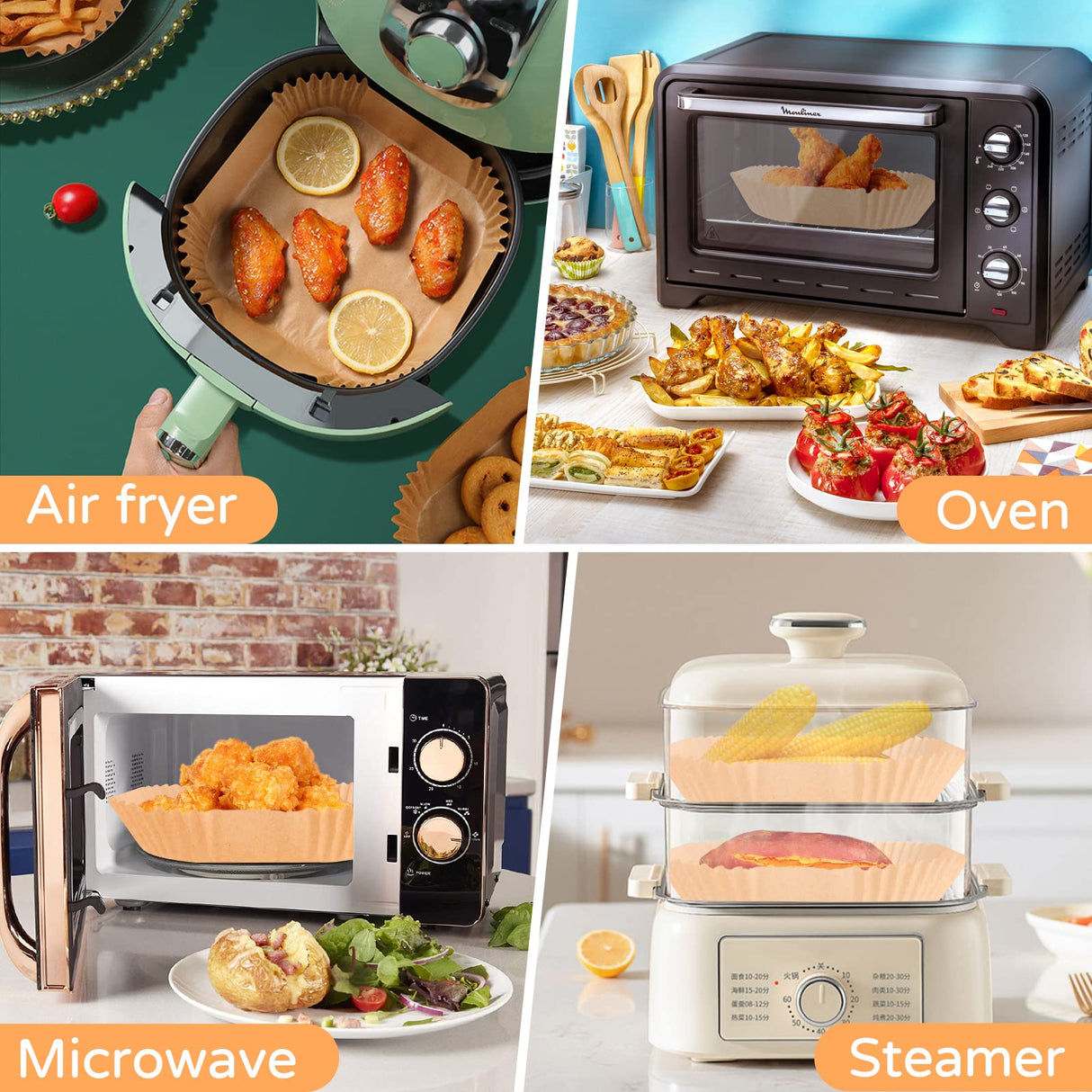 200 Pezzi Carta Forno Per Friggitrice Ad Aria,Fodera di Carta usa e Getta per Friggitrice ad aria,Fodera in Carta Monouso per 5.0-6.0L Air Fryer,Microonde,Forno(20cm)