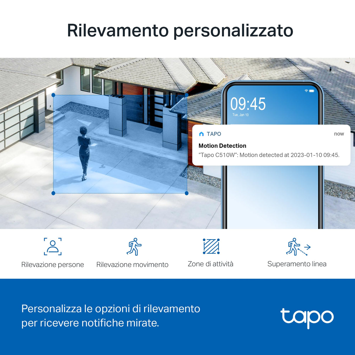 Tapo C510W Telecamera WiFi Esterno QHD 2K, 360° Visuale, Visione Notturna a Colori, Telecamera IP di Sorveglianza, Sensore di Movimento, Impermeabile IP65, Audio Bidirezionale, Alexa