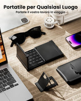 ProtoArc Tastiera Bluetooth Pieghevole, XK01 TP Tastiera Wireless Layout Italiana con Touchpad, Tastiera iPad Portatile Viaggio per iPhone, Android, PC Telefono Tablet Windows - Nero