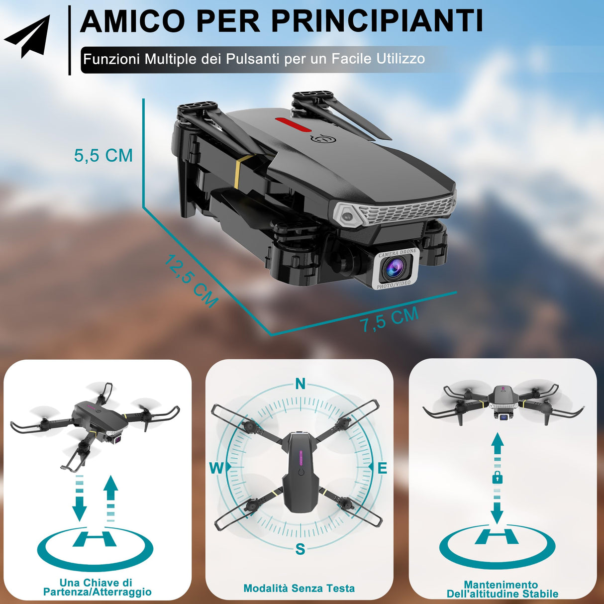 Wipkviey T27 Drone con Telecamera-Droni per Bambini e Principianti, Giocattolo Quadcopter RC, Drone Giocattolo, Drones Pieghevole, Ragazzi e Ragazze, 26-30Mins 2 Batteries