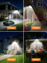 Luce Solare Led Esterno con Sensore di Movimento, [238LED/ 3Modes/Telecomando]Faretto Led da Esterno Solare, IP65 Faro Led Esterno con Pannello Solare, Faretti Solari a Led da Esterno Garage Giardino