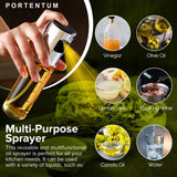 PORTENTUM Spruzzatore Olio Spray Premium per Cucina e Friggitrice ad Aria 100ml Spray Olio Cucina Antigoccia, Oliera di Vetro con Dispenser Accessori Friggitrice Senza Olio