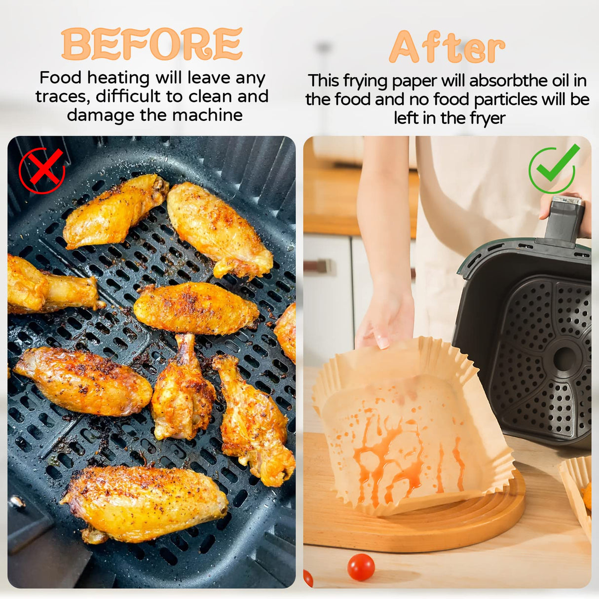 200 Pezzi Carta Forno Per Friggitrice Ad Aria,Fodera di Carta usa e Getta per Friggitrice ad aria,Fodera in Carta Monouso per 5.0-6.0L Air Fryer,Microonde,Forno(20cm)